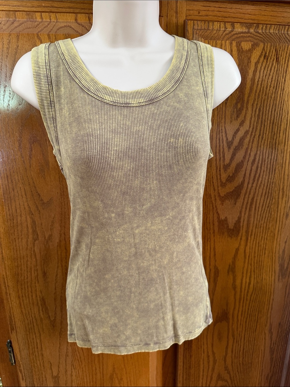 Women’s Washed Yellow Ribbed Tank Top - Women